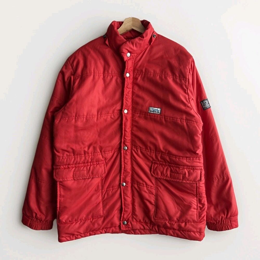 Vintage 1980s Duxbak HiTAEX Red Down Puffer Hunting Barn Jacket Size XL
